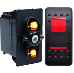 Abrams 12V Rated, three (3) position switch (On-Off-On) with LED indicator
