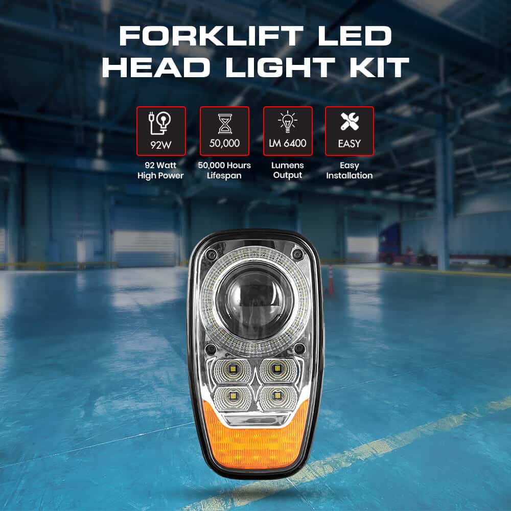 Abrams LED Head Light for ForkLift [92W] [6,400 Lumen] Replace OEM Integrated Light - Single Light