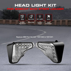 Abrams LED Head Light Kit for Bobcat Skid Steer Loader [90W] [7,200 Lumen] Factory Replacement