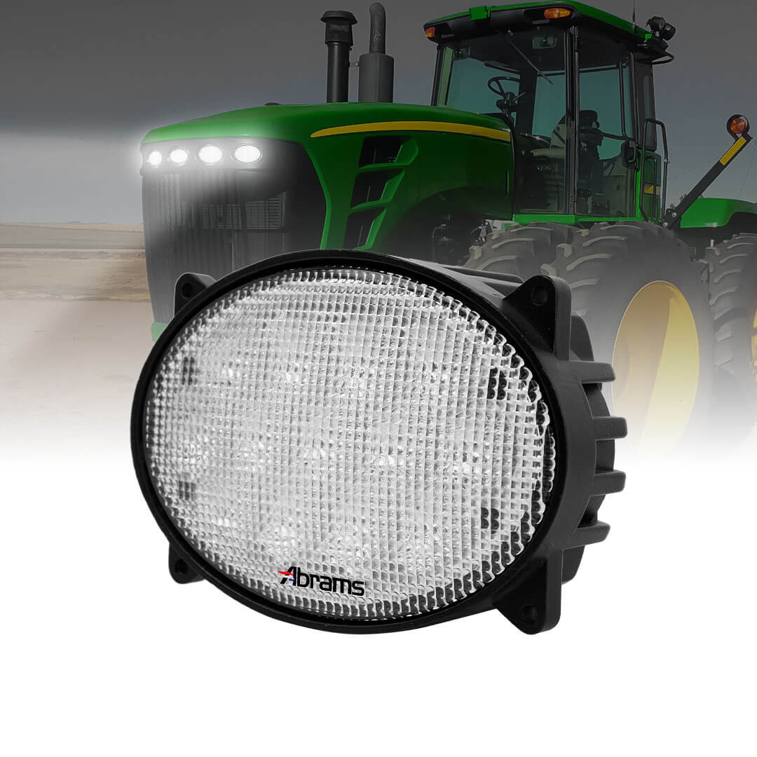 Abrams 6" Inner LED Tractor Hood Light [Oval 65W] [4800 Lumen] OEM Replacement w/Mounting Holes