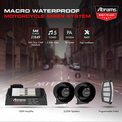 Abrams Macro 100W Motorcycle Siren System Kit