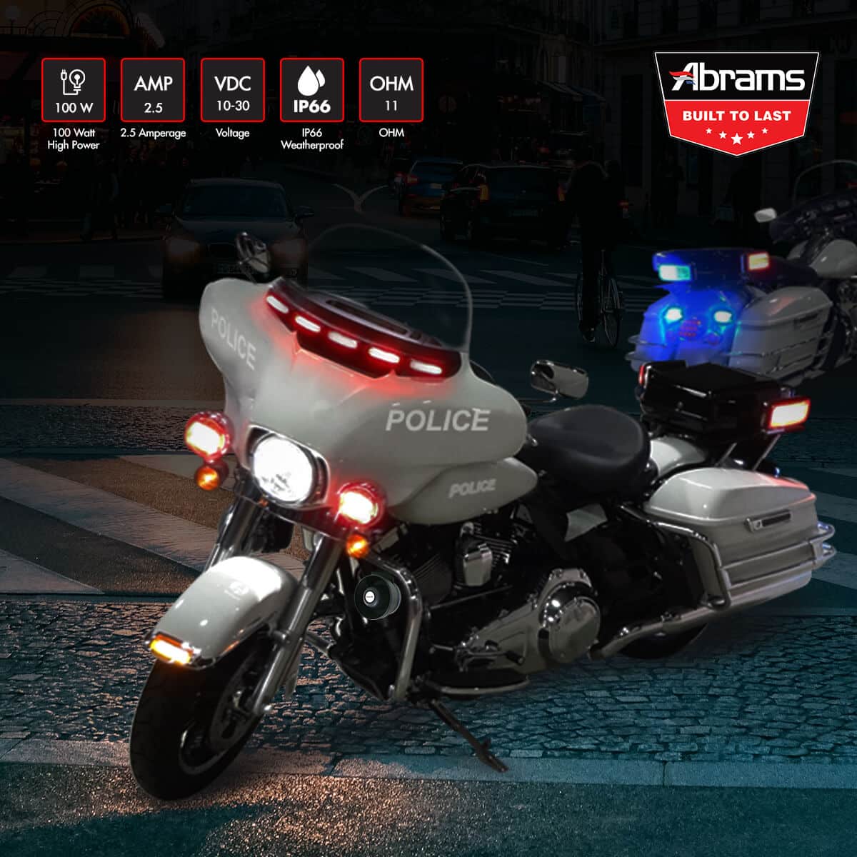 Abrams Macro 100W Motorcycle Siren System Kit