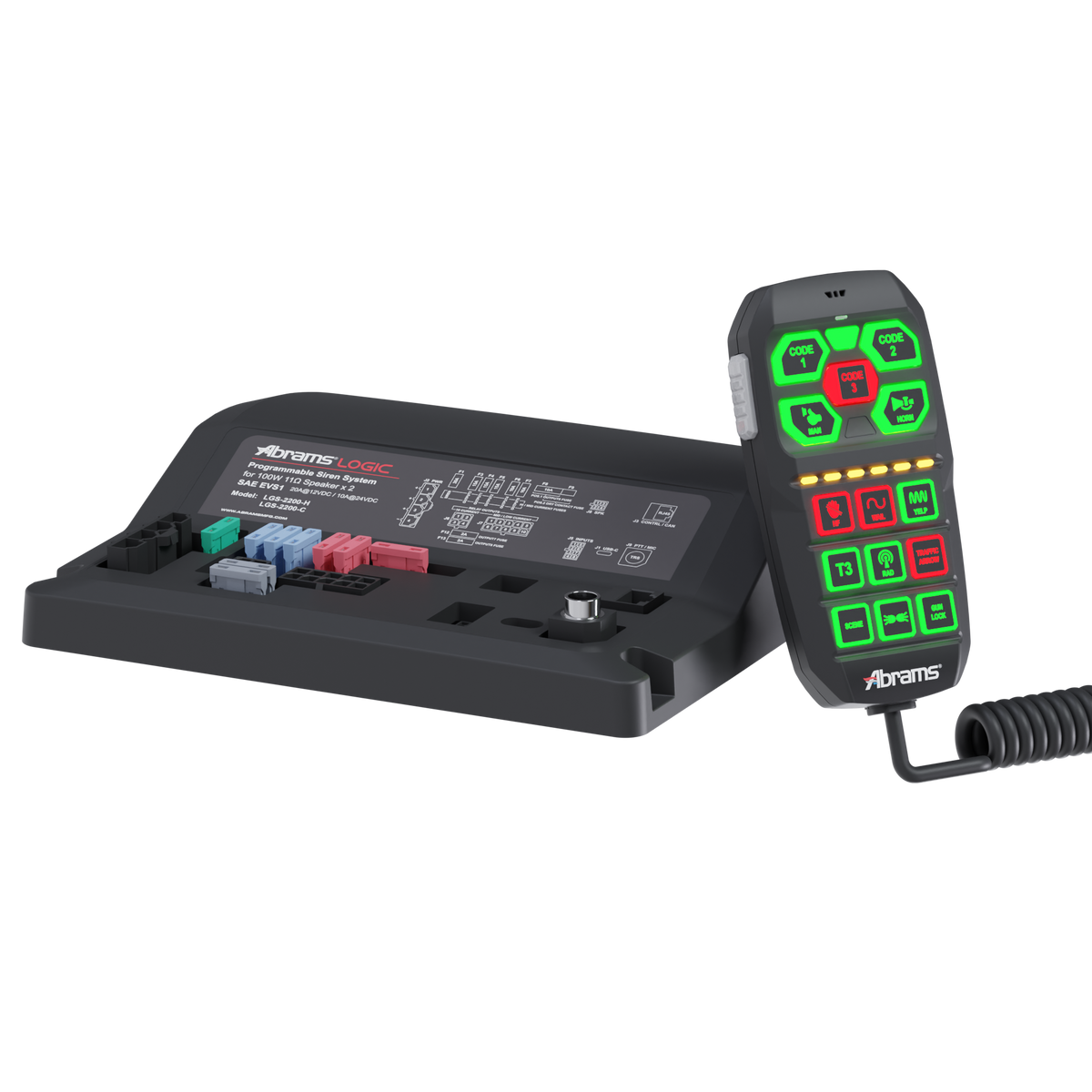 Abrams Logic 2200 Programmable Handheld Siren System & Light Abrams Logic 2200 Programmable Handheld Siren System & Light