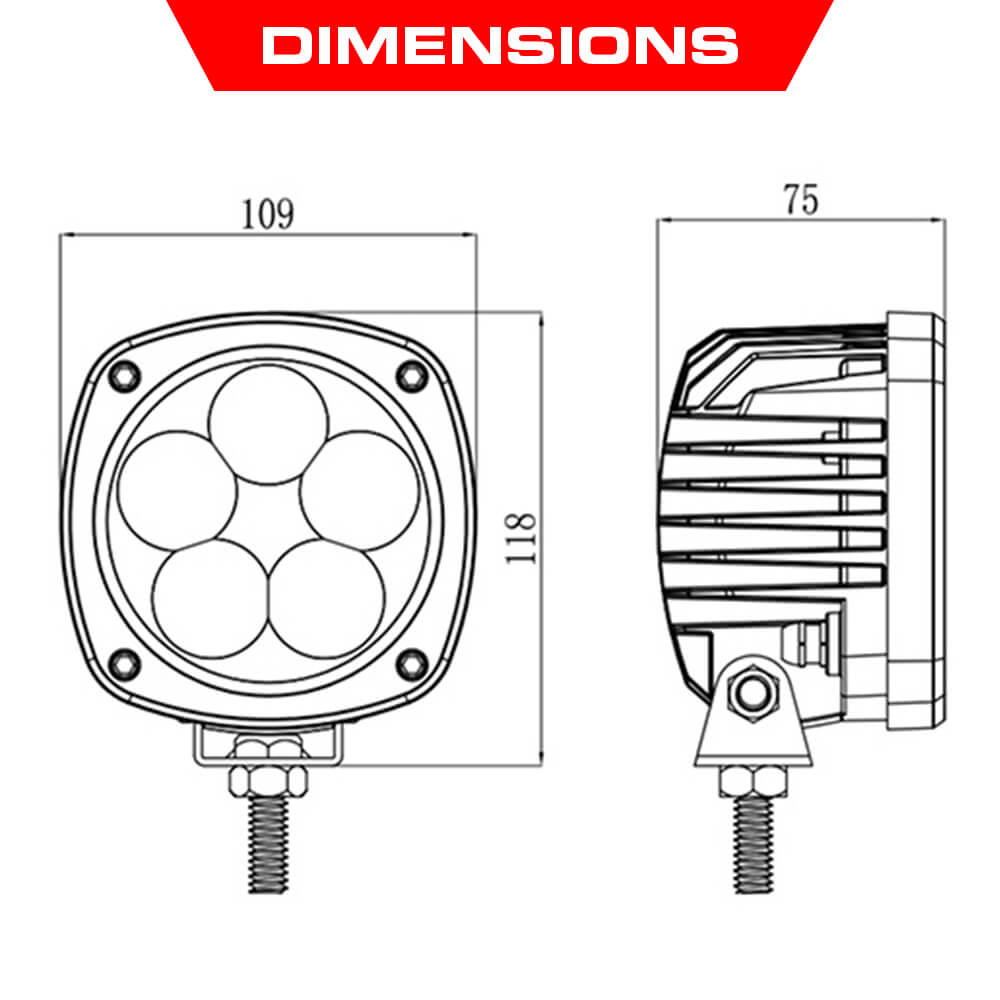 Abrams 4" LED Tractor OEM Replacement Work Lights [Hexagon 50W] [4000 Lumen]